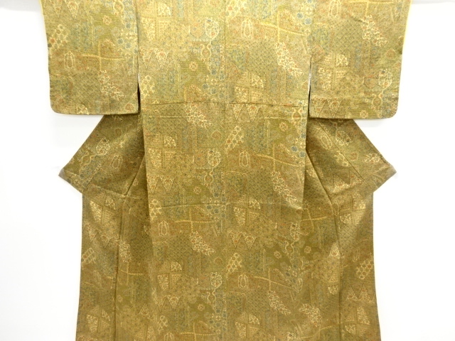 縮緬地更紗模様小紋着物